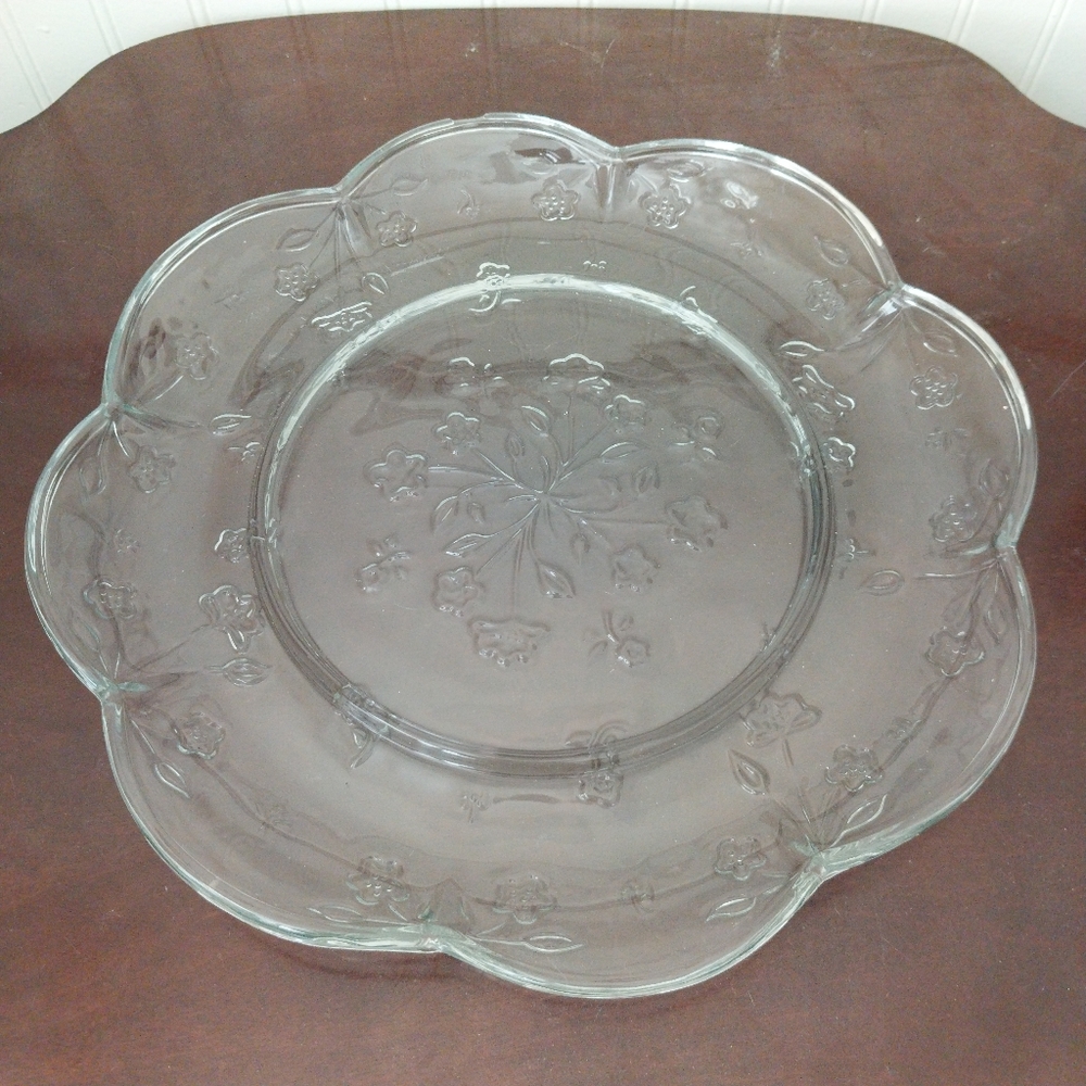Vintage Anchor Hocking Savannah Cheese and Cracker Plate Floral Serving Platter - Picture 3 of 13